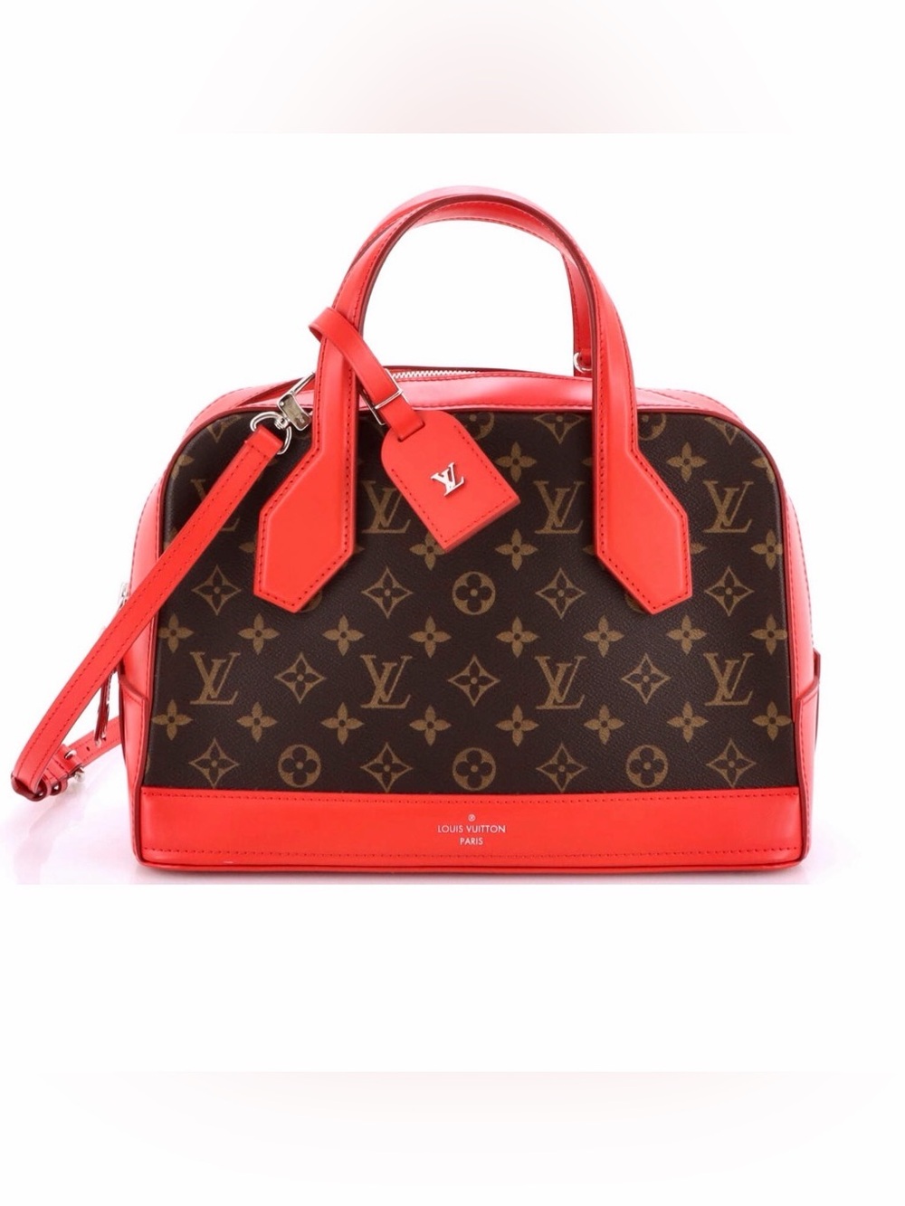 Authentic Louis Vuitton Dora Handbag Monogram Canvas and Calfskin PM.